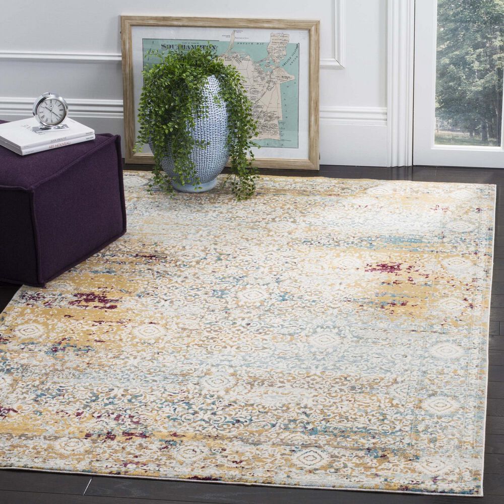 Safavieh Aria 4&#39; x 6&#39; Yellow and Cream Area Rug, , large