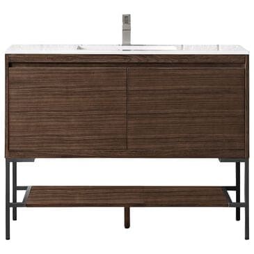 James Martin Vanities Mantova 47.3" Single Vanity in Glossy White and Brushed Nickel with 3 cm Glossy White Composite Stone Top and Rectangular Sink, , large