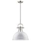 Golden Lighting Duncan 1-Light Pendant with Rod and White Shade in Pewter, , large