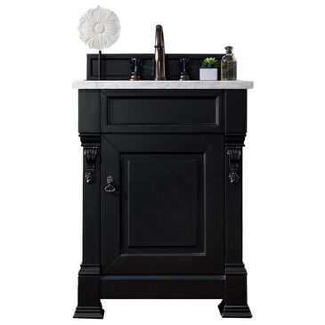 James Martin Brookfield 26" Single Bathroom Vanity in Antique Black with 3 cm Carrara White Marble Top and Rectangle Sink, , large