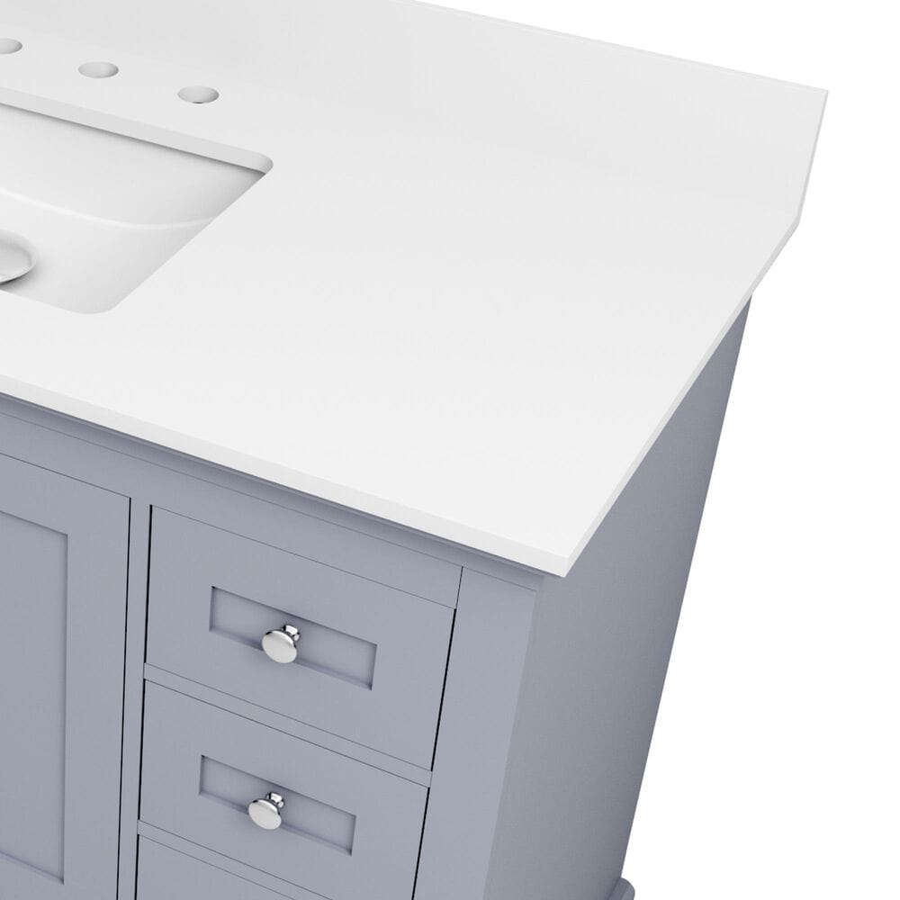 Lexora Home Dukes 48" Single Bathroom Vanity in Dark Grey with 2 cm White Quartz Top and Rectangular Sink, , large