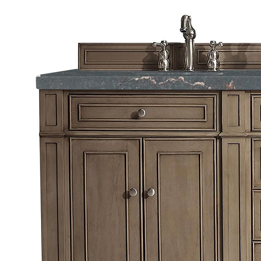 James Martin Vanities Bristol 72&quot; Double Bathroom Vanity in Whitewashed Walnut with 3 cm Parisien Bleu Quartz Top and Rectangular Sinks, , large