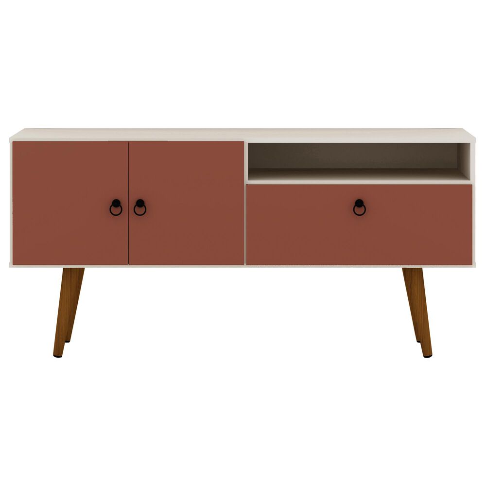 Manhattan Tribeca 53.94&quot; TV Stand in Off White and Terra Pink, , large