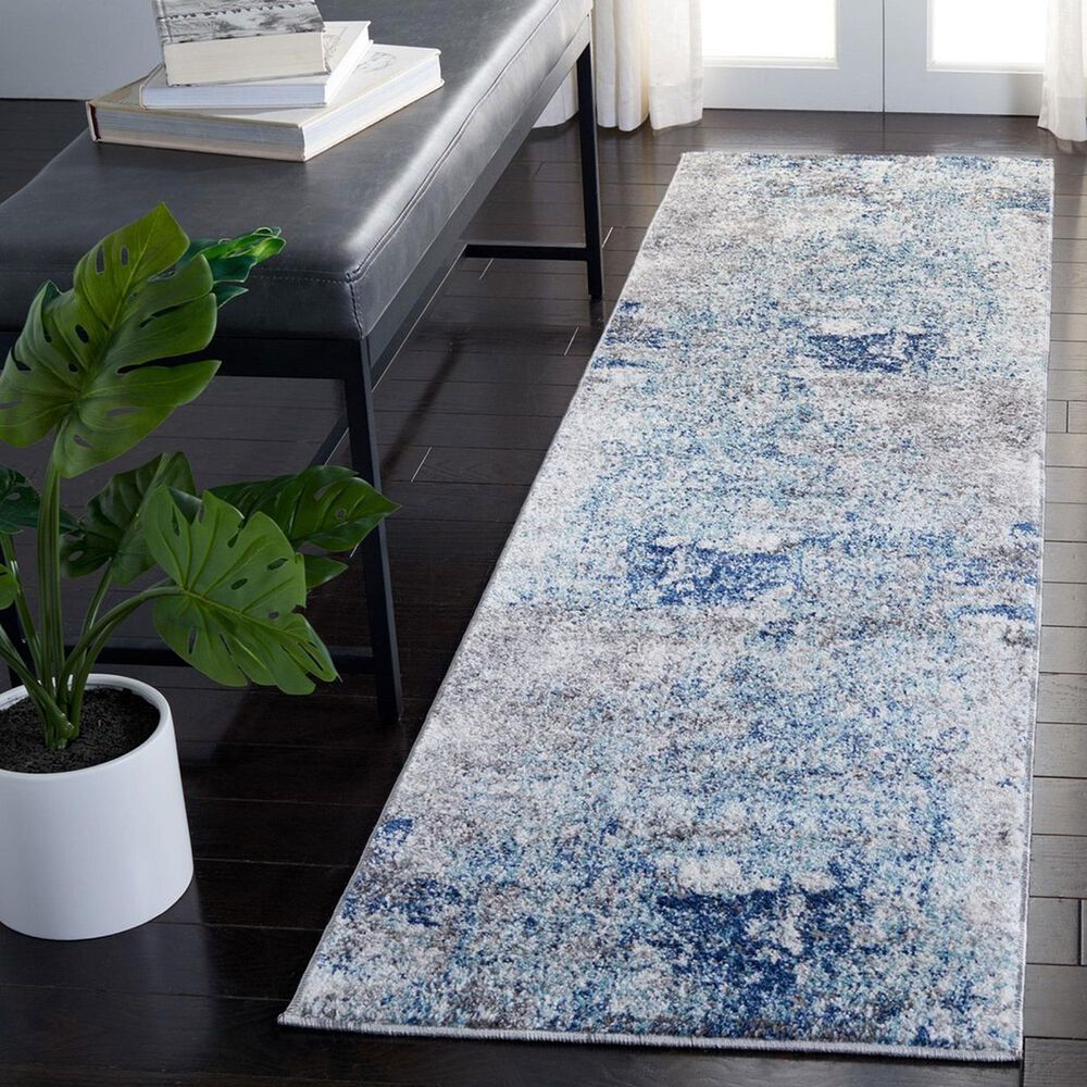 Safavieh Aston  2&#39; x 8&#39; Light Blue and Grey Runner, , large