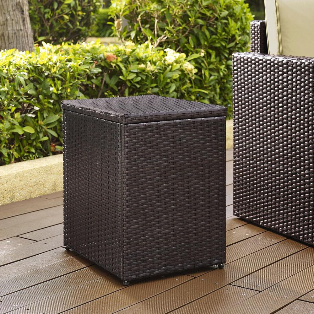 Firefly Palm Harbor Wicker Rectangular Side Table in Brown, , large