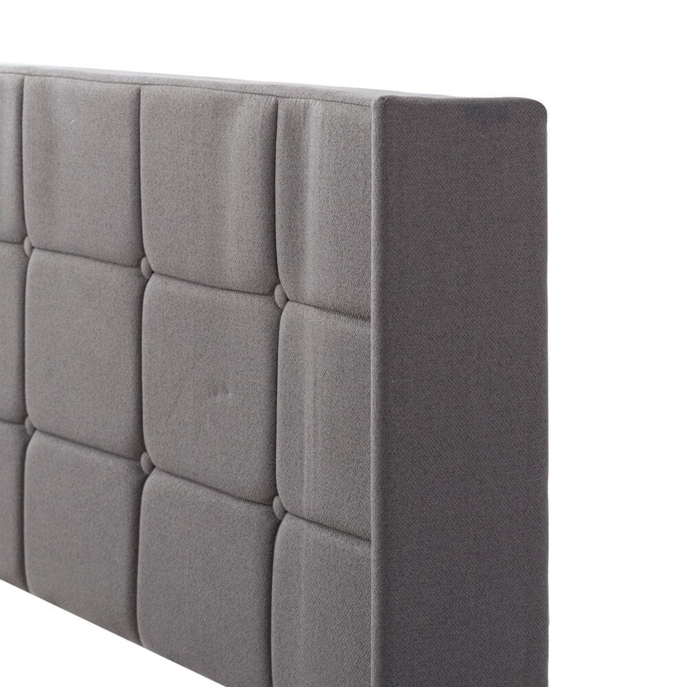 HOMLUX Full Upholstered Platform Bed Frame with Tufted Headboard in Dark Gray, , large