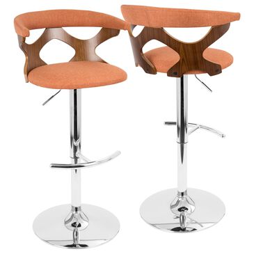 Lumisource Gardenia Swivel Barstool with Orange Cushion in Walnut and Chrome (Set of 2), , large