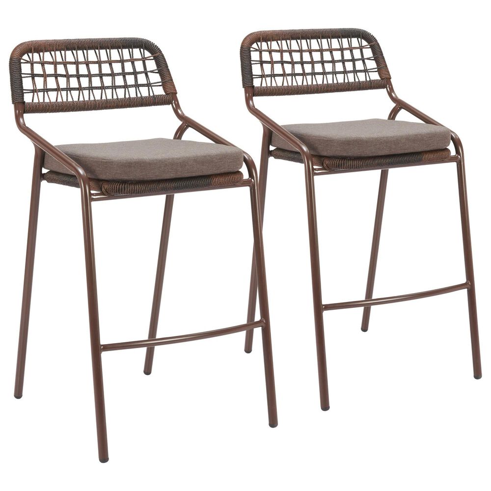 Zuo Modern Rio Patio Barstool in Brown (Set of 2), , large