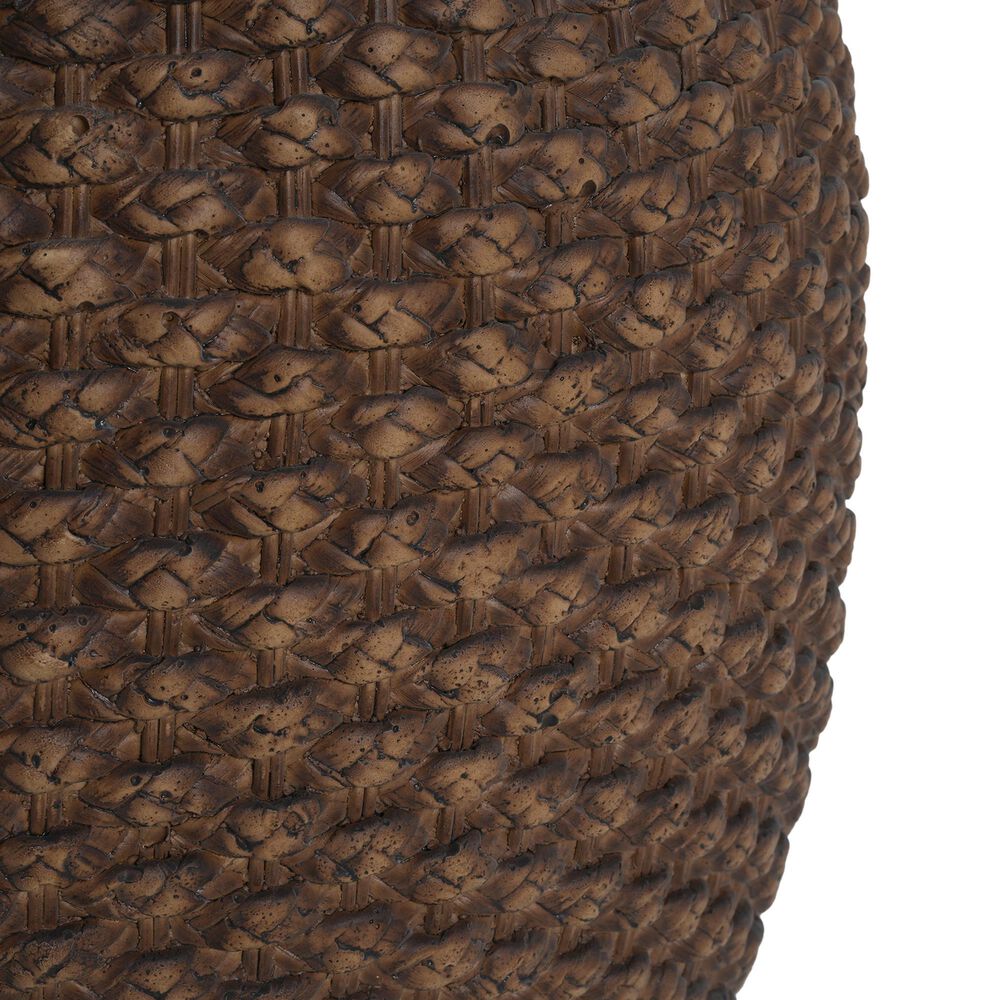 Hearth and Haven Outdoor Faux Rattan Side Table with Basket Weave Pattern in Brown, , large