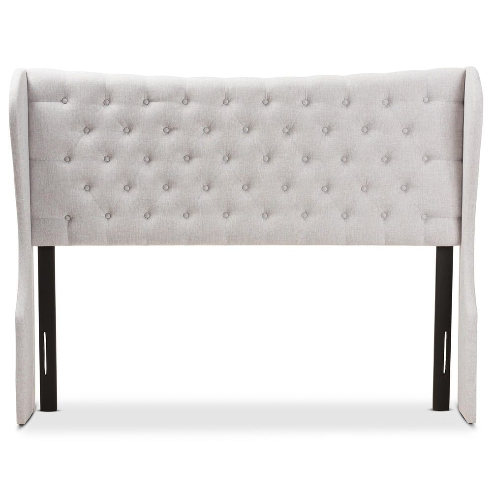 Baxton Studio Cadence King Wingback Headboard in Greyish Beige, , large