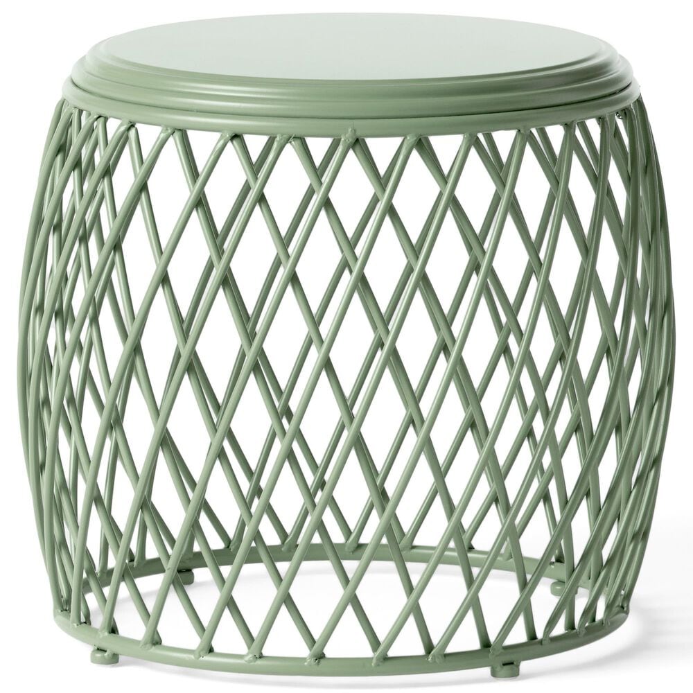 Hearth and Haven Alamera Outdoor Metal Lattice Side Table in Green, , large