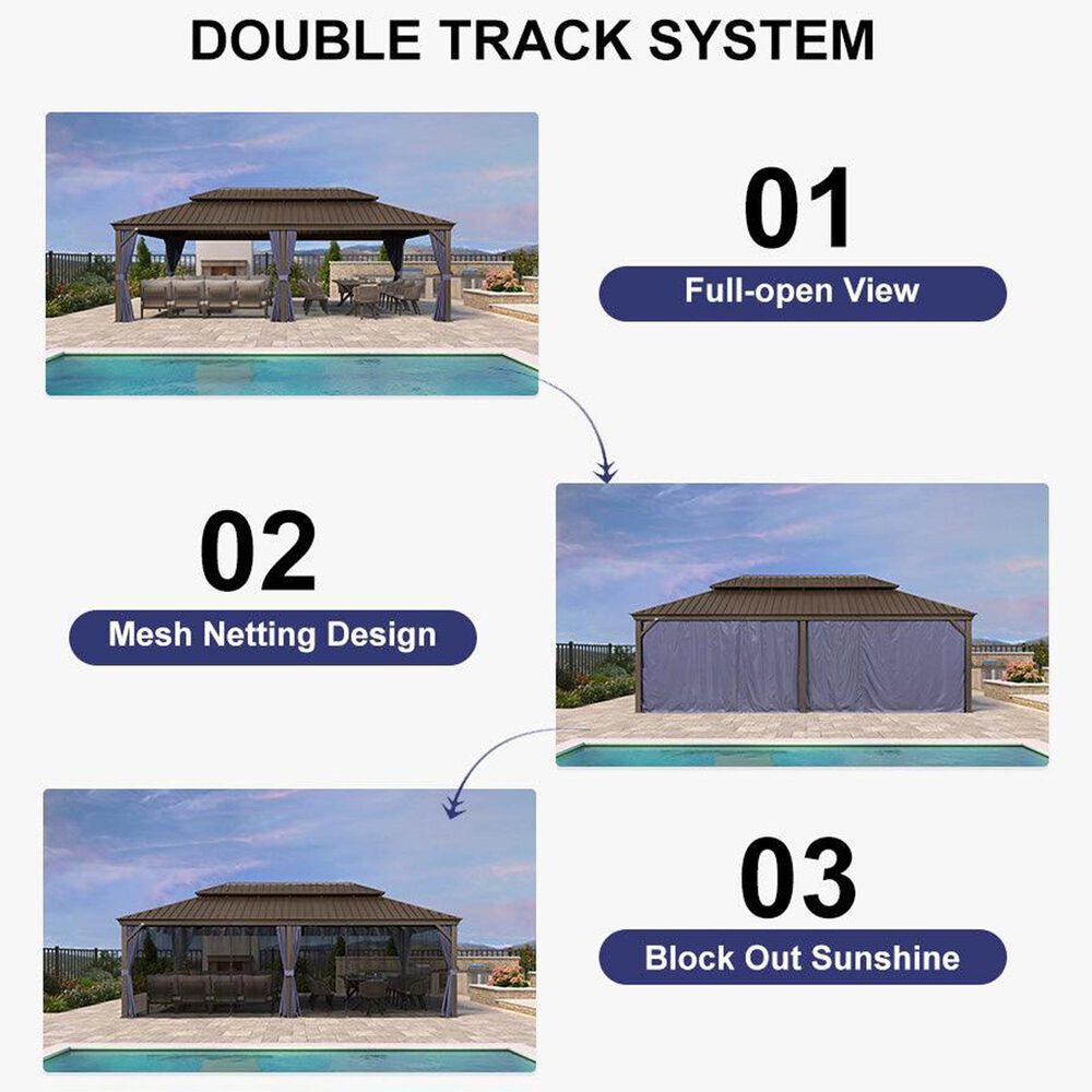 HOMLUX 14' x 24' Hardtop gazebo with double roof in Bronze, , large