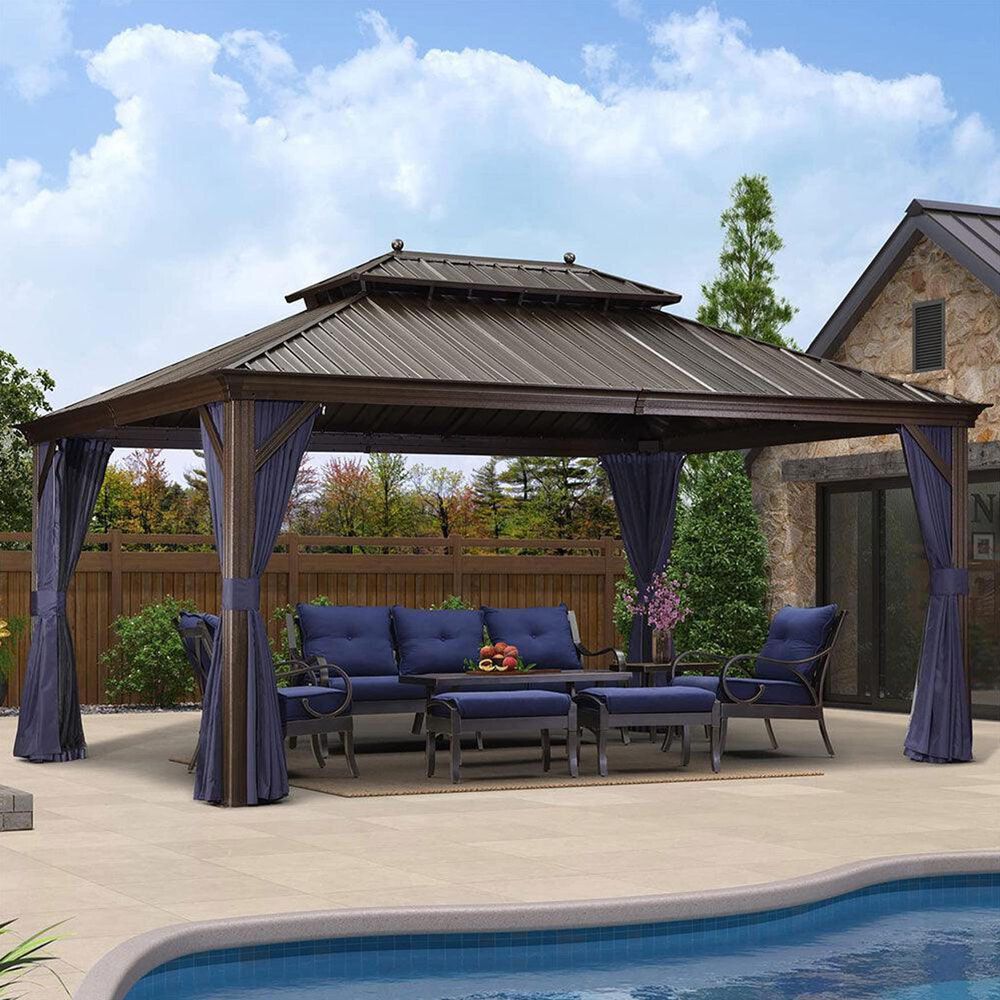 HOMLUX 12'X16' Hardtop gazebo with double roof in Bronze, , large