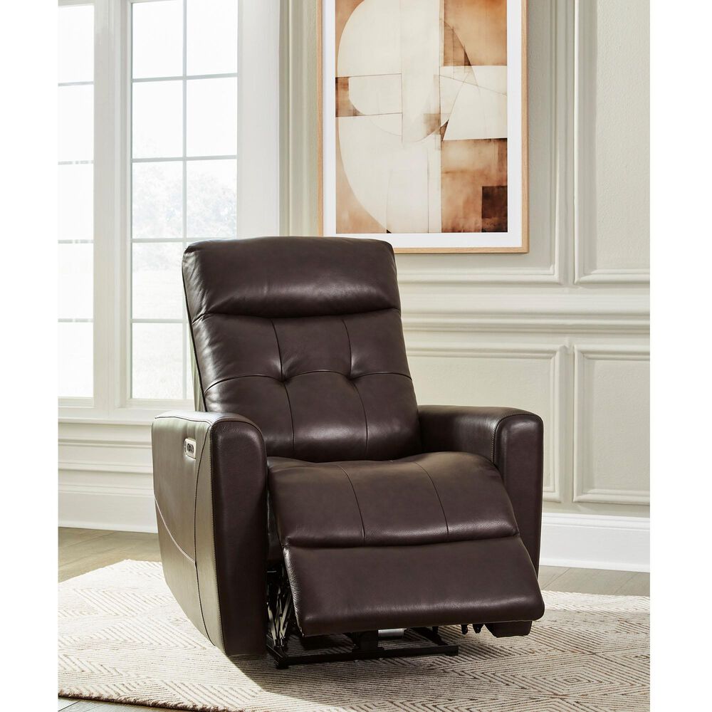 Ashley Pisgham Power Recliner with Adjustable Headrest in Chocolate, , large