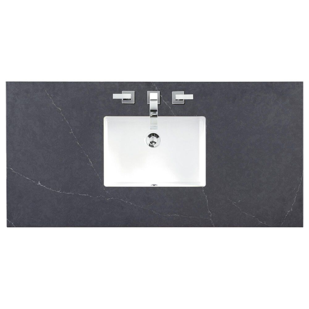 James Martin Vanities Lorelai 48&quot; Single Vanity in Mid-Century Walnut with 3 cm Charcoal Soapstone Quartz Top, , large