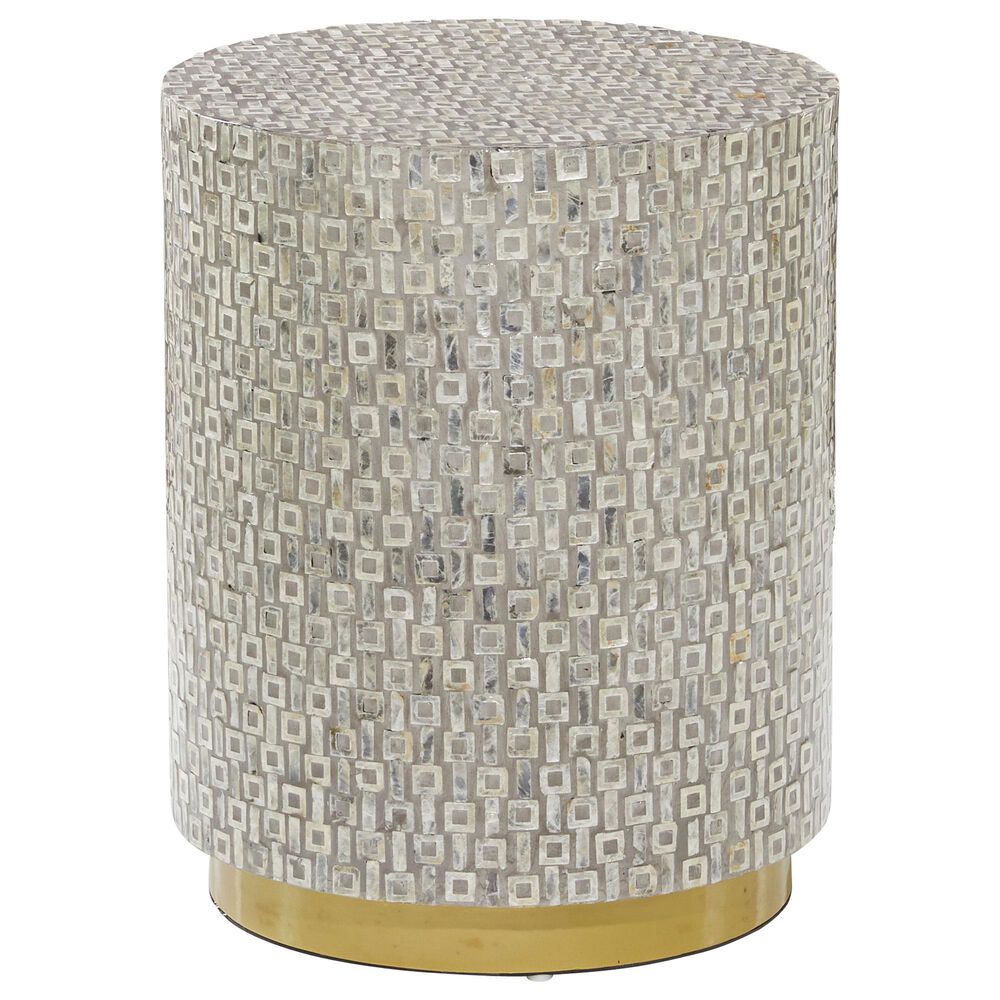 Maple and Jade Contemporary Mother of Pearl Accent Table in Grey, , large