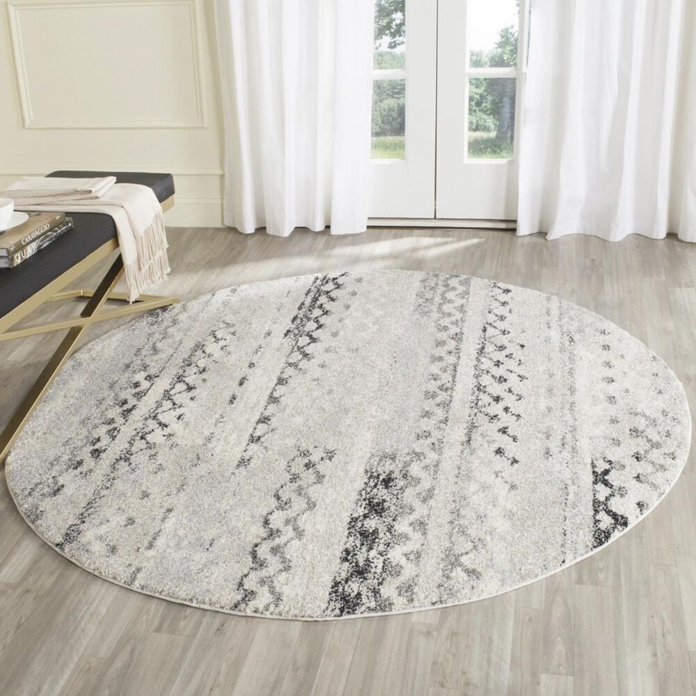 Safavieh Retro RET2136-1180 6&#39; Round Cream and Grey Area Rug, , large
