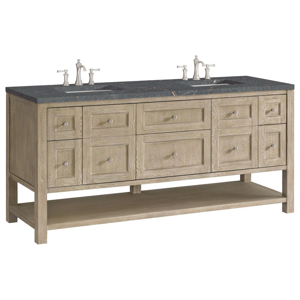 James Martin Vanities Breckenridge 72" Double Vanity in Whitewashed Oak with 3 cm Parisien Bleu Quartz Top, , large