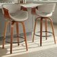 LumiSource Symphony 26" Swivel Counter Stool with Grey Upholstery in Walnut and Black (Set of 2), , large