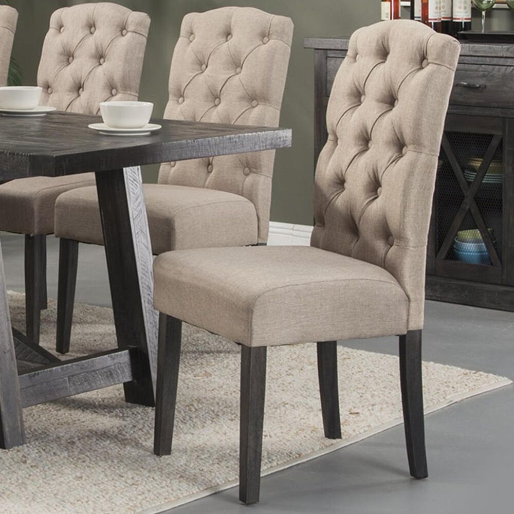 Alpine Furniture Newberry Parson Chair with Salvaged Grey Legs in Beige - Set of 2, , large