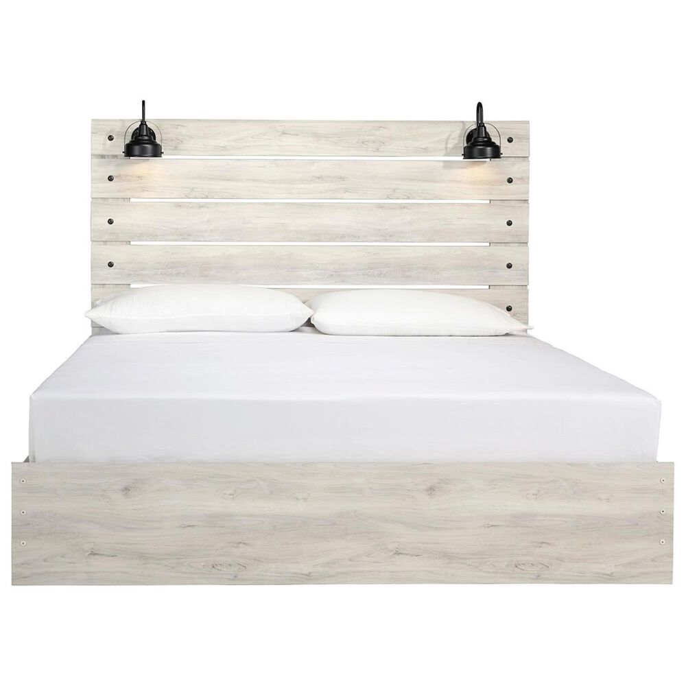 Ashley Cambeck King Panel Bed in Whitewash with Lighting, , large