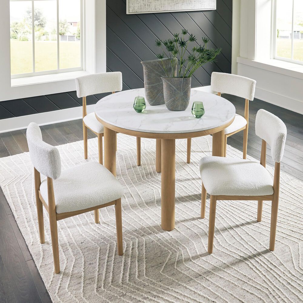 Ashley Sawdyn 5-Piece Dining Set in LigHeight Brown and White, , large