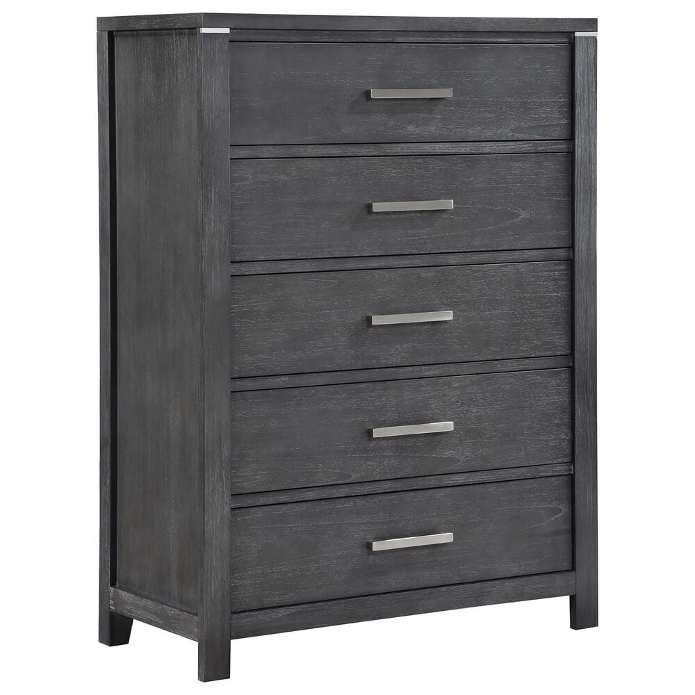 New Heritage Design Odessa 5-Piece King Bedroom Set in Charcoal and Silver, , large