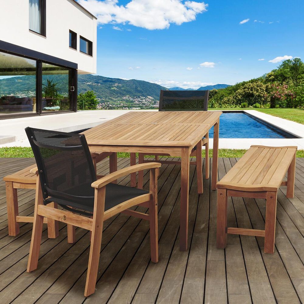 International Home Miami Amazonia Walnut 5-Piece Teak Rectangular Dining Set, , large