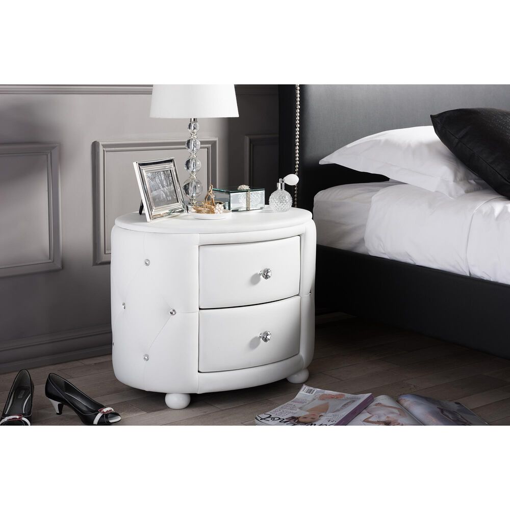 Baxton Studio Davina 2-Drawer Nightstand in White, , large