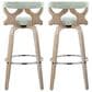 LumiSource Gardenia Swivel Fixed-Height Bar Stool with Light Grey Faux Leather Upholstery in Chrome and Whitewash (Set of 2), , large
