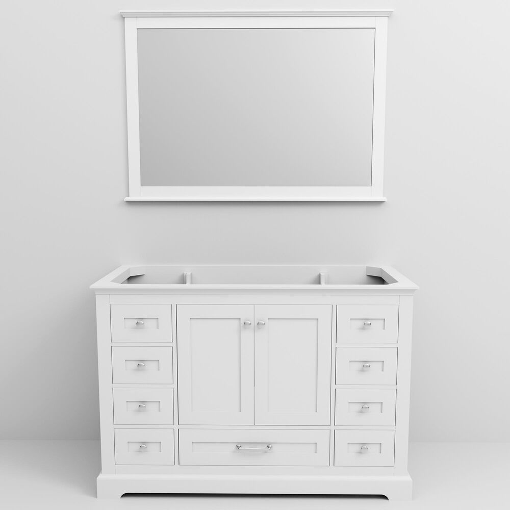 Lexora Home Dukes 48&quot; Single Bathroom Vanity in White with 2 cm White Carrara Marble Top and Rectangular Sink, , large