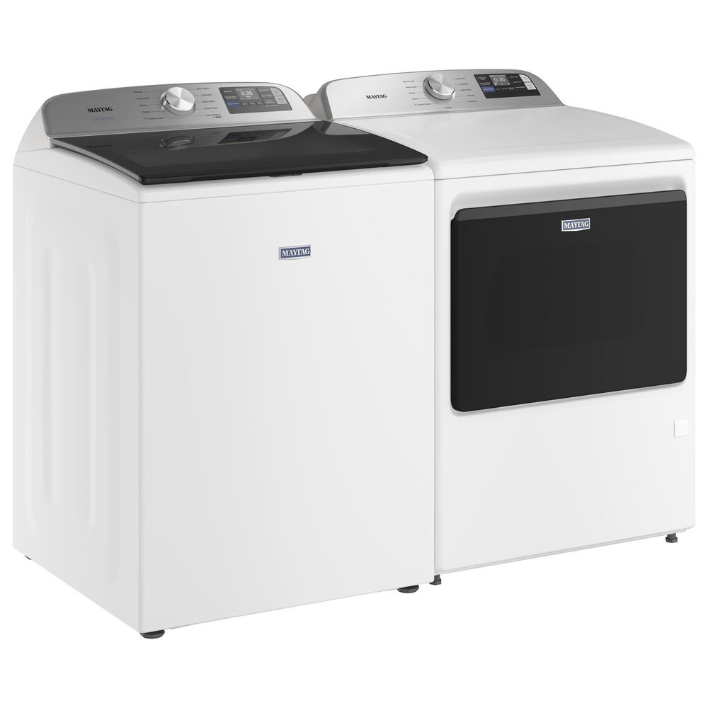 Maytag 5.2 Cu. Ft. Smart Top Load Washer and 7.4 Cu. Ft. Smart Electric Top Load Dryer Laundry Pair in White, , large