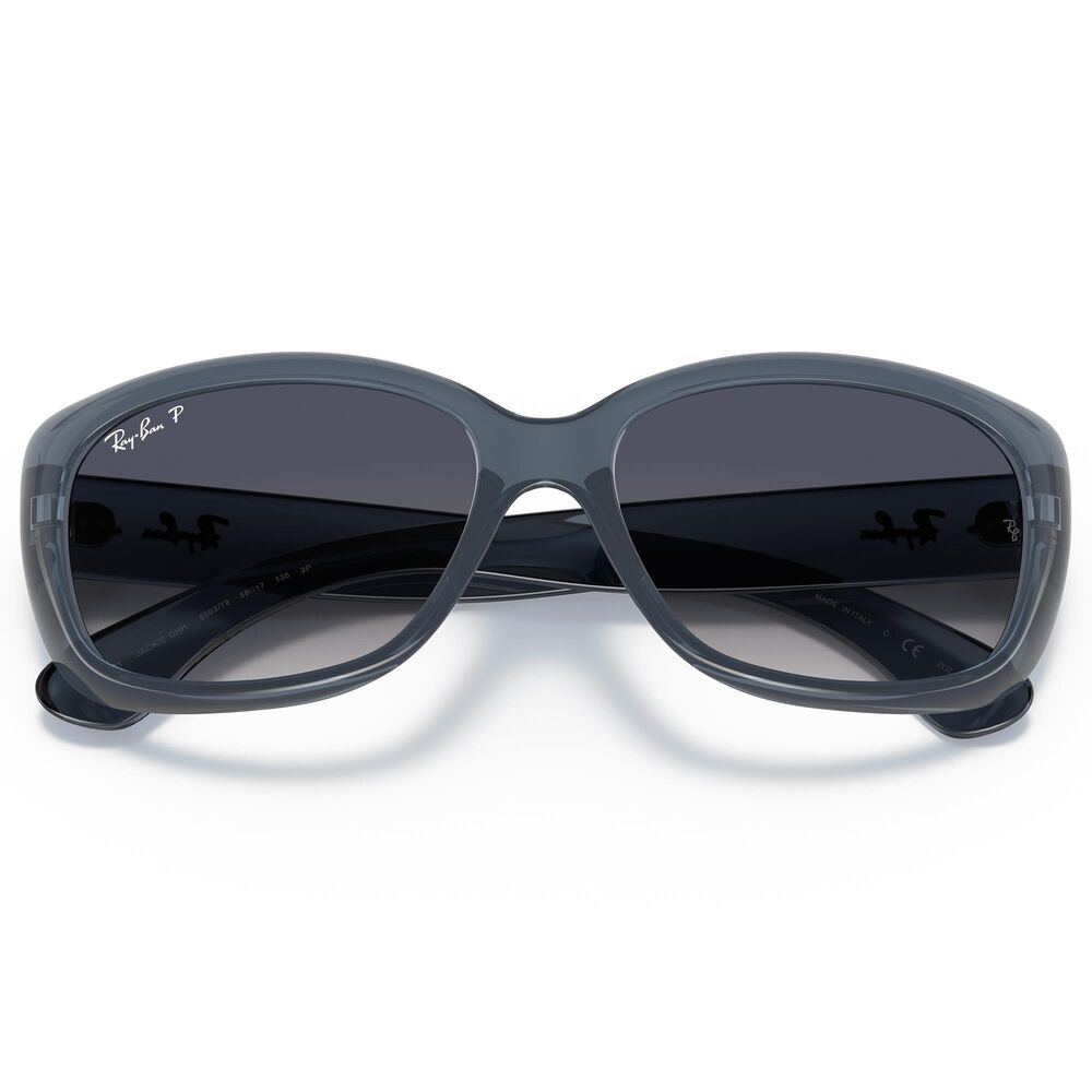 Ray-Ban Jackie Ohh Sunglasses with Blue Lenses in Polished Transparent Blue, , large