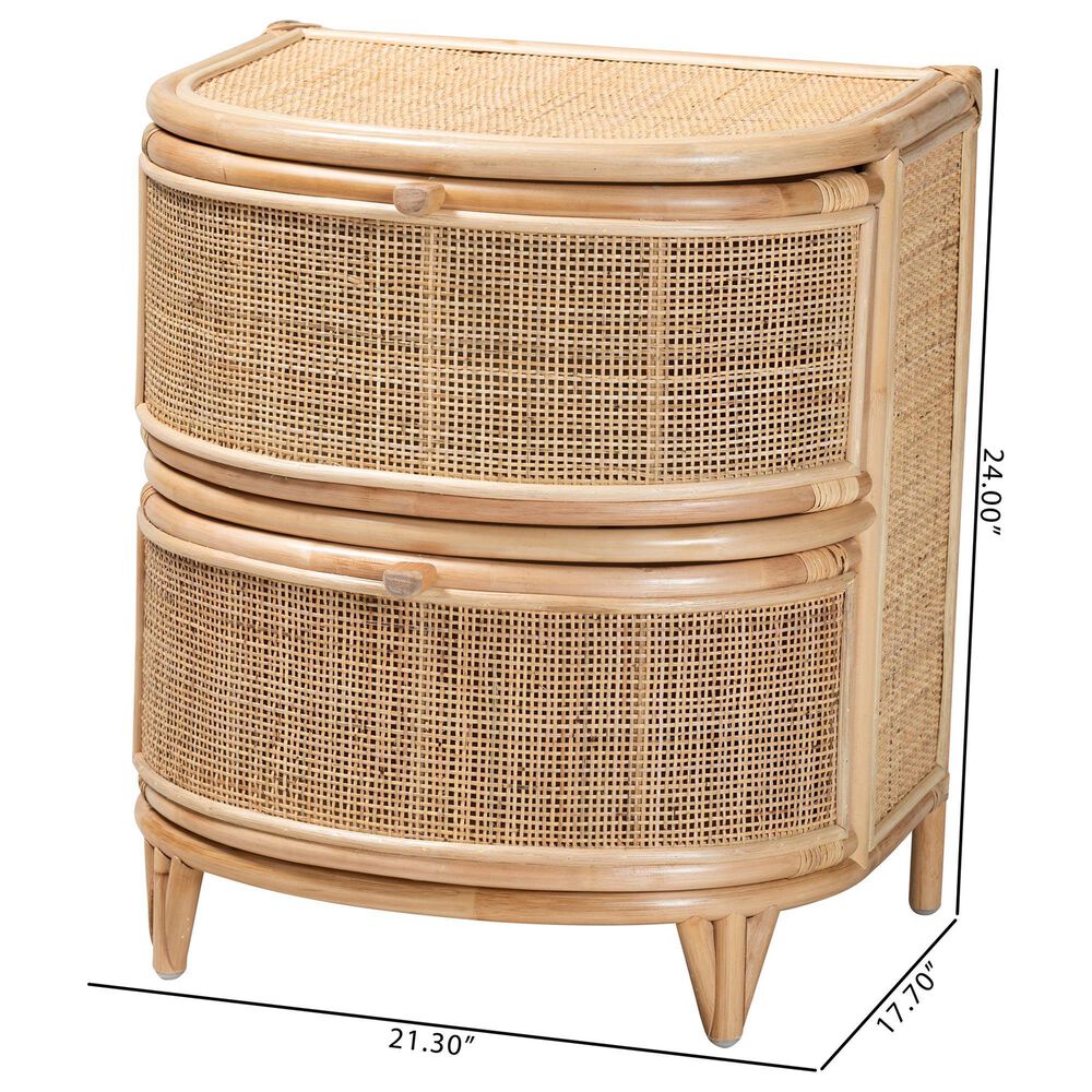 Baxton Studio Oleta 2-Drawer Rattan Nightstand in Natural Brown, , large