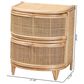 Baxton Studio Oleta 2-Drawer Rattan Nightstand in Natural Brown, , large