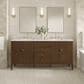 James Martin Vanities Myrrin 72" Double Vanity in Mid Century Walnut with 3 cm Carrara White Marble Top, , large