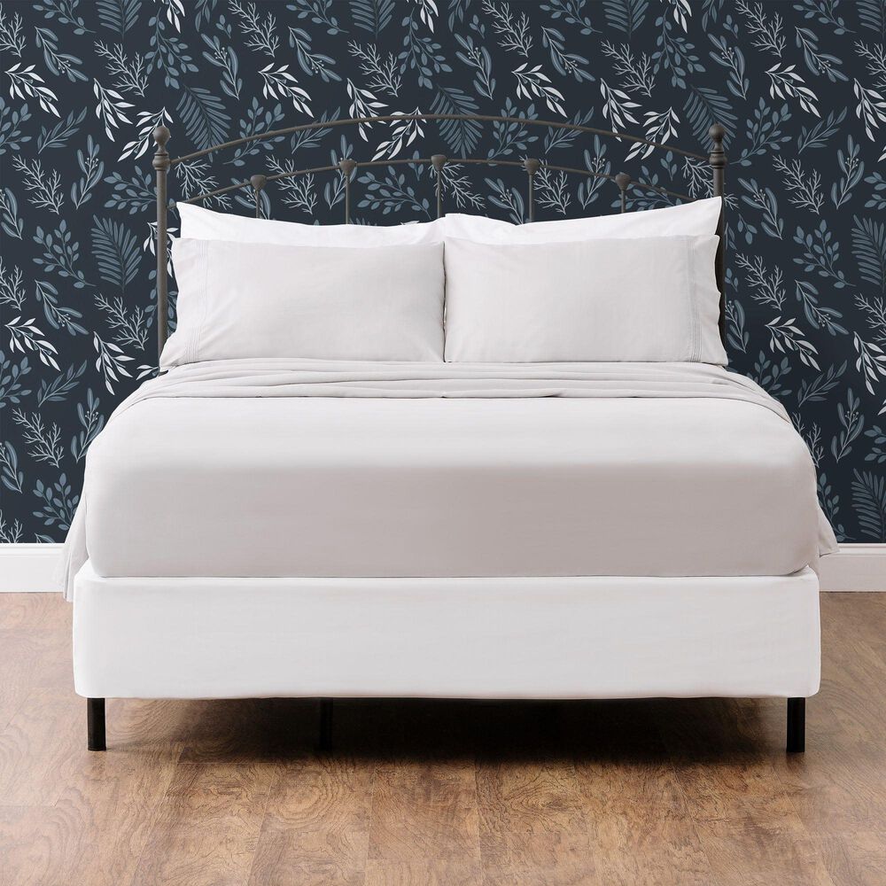 4-Piece Queen Solid Embroidered Sheet Set in Taupe Gray, , large