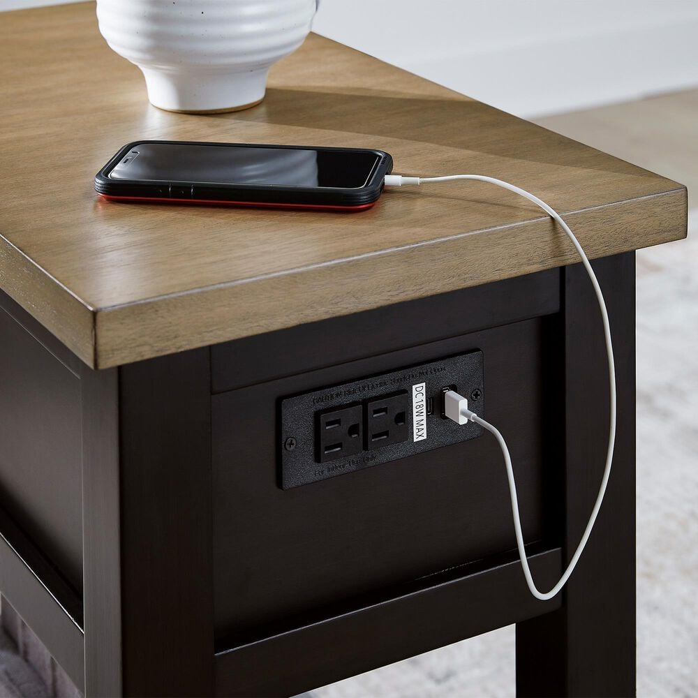 Ashley Drazmine Chairside End Table in Brown and Dark Chocolate, , large