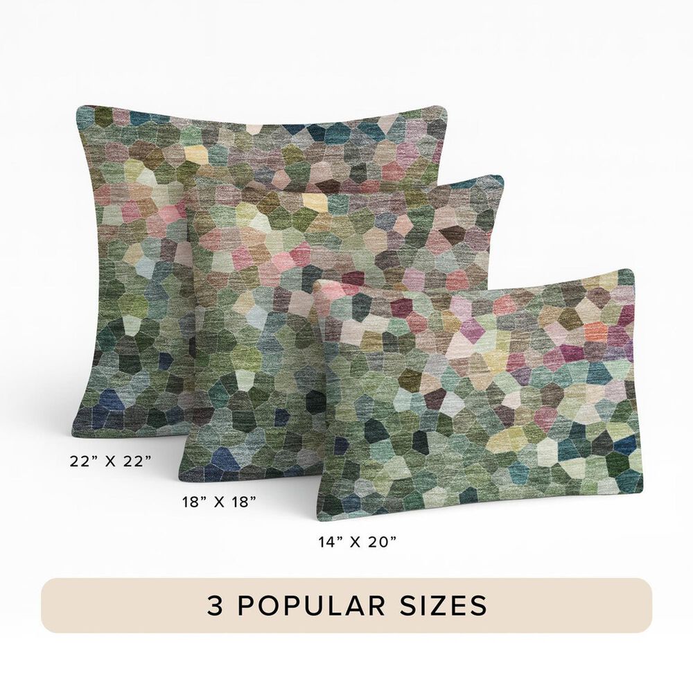 Dalyn Rug Company Kaleidoscope 22" Square Throw Pillow in Cactus, Olive, Plum, Pink, Teal, Purple and Brown, , large