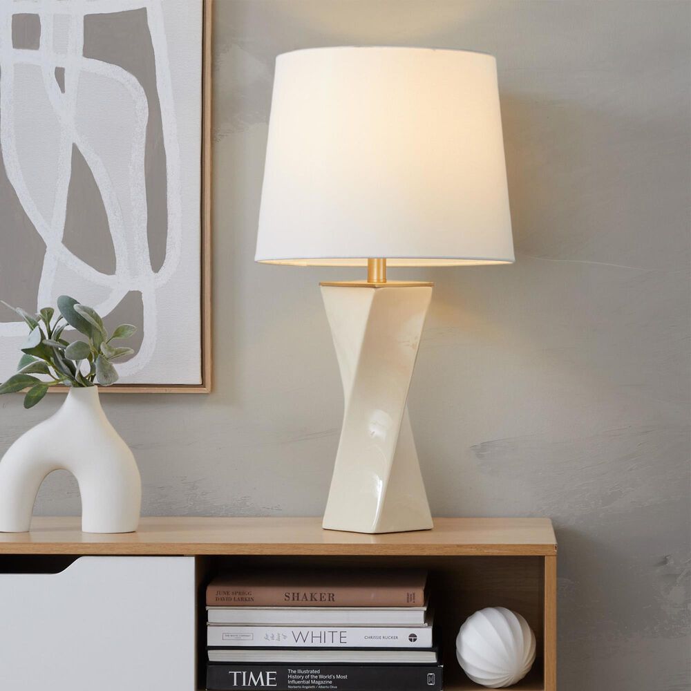 Grandview Gallery Curvo Square Table Lamp in Cream and Gold, , large