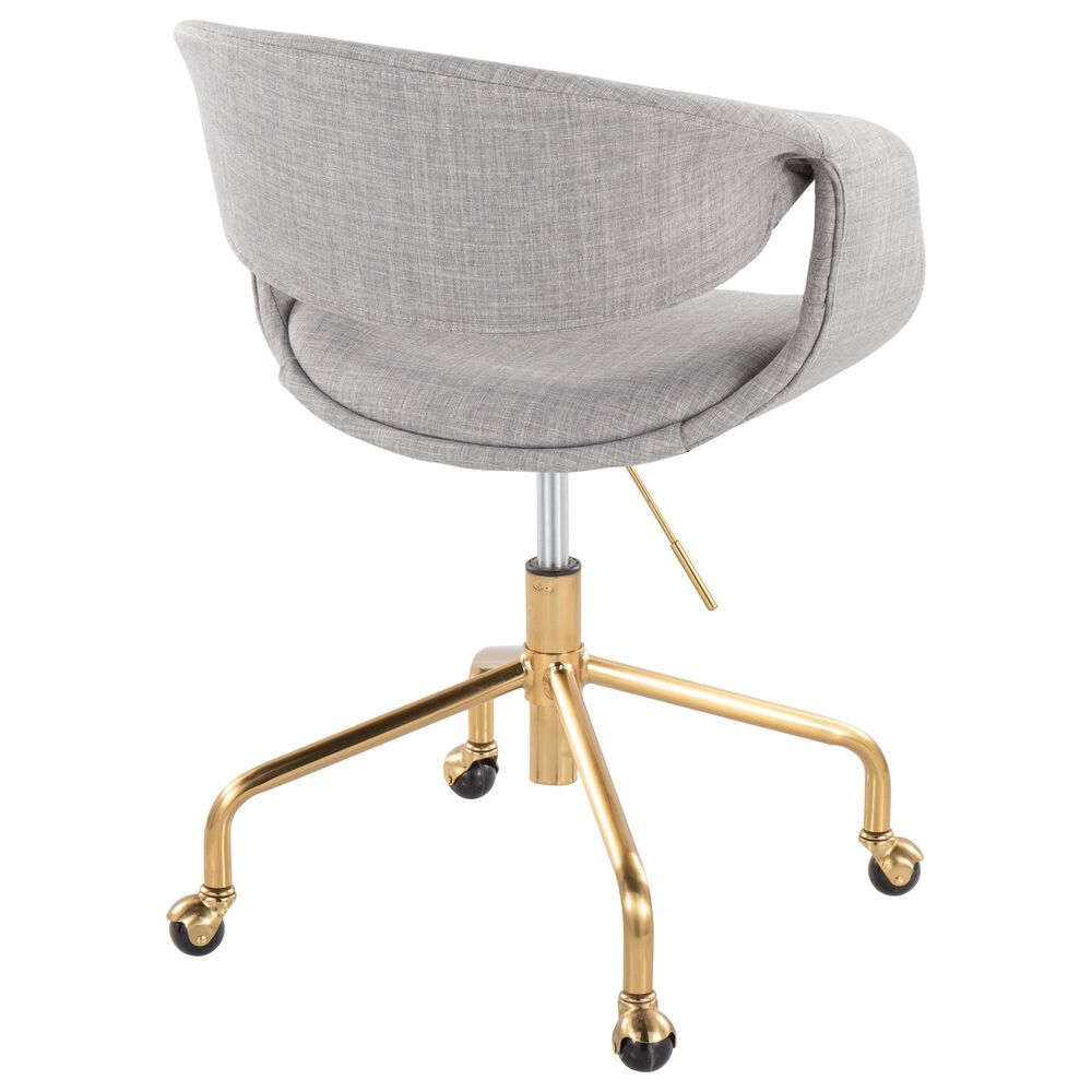 Lumisource Curvo Task Chair with Grey Cushion in Gold, , large