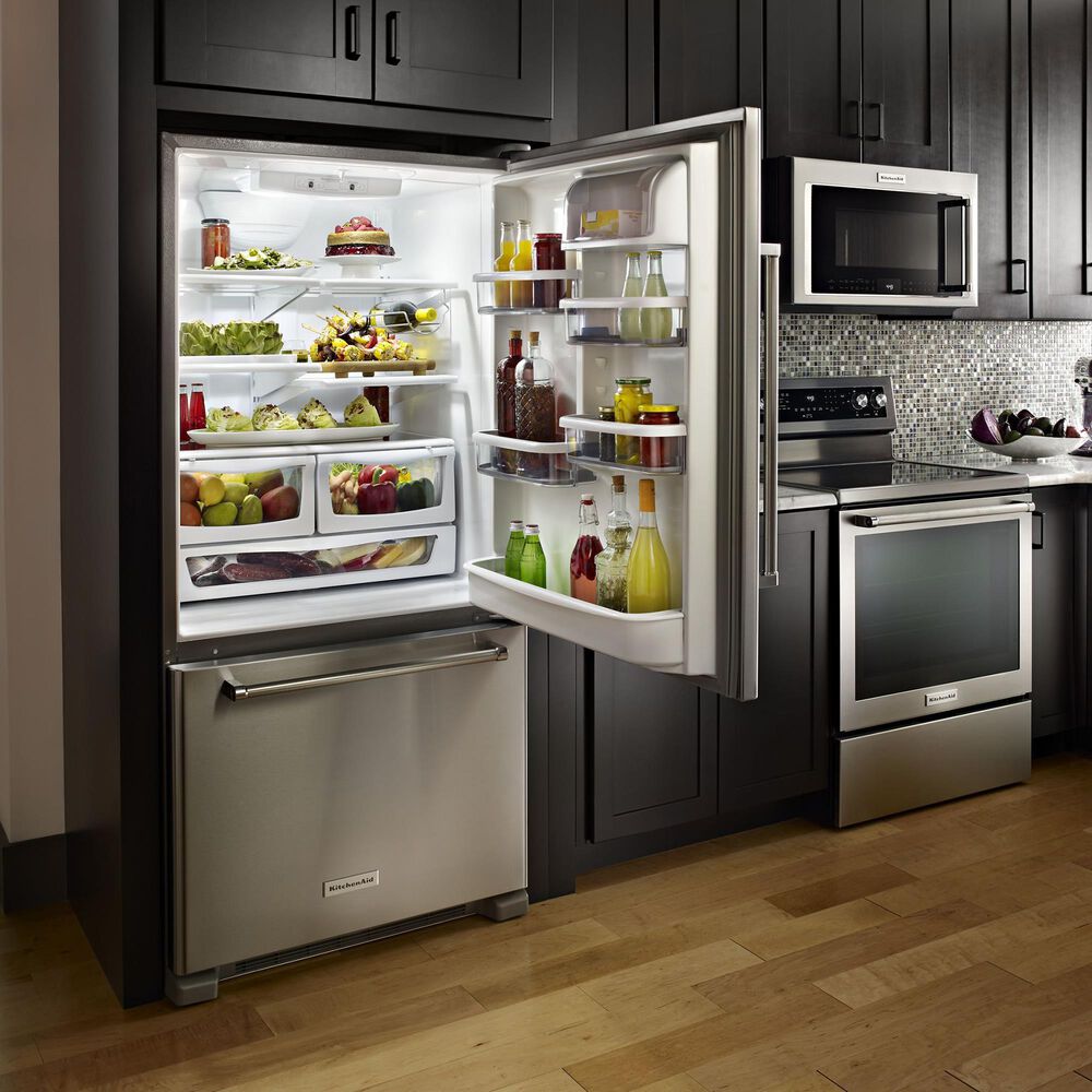 KitchenAid 22.07 Cu. Ft. Bottom Freezer Refrigerator in Stainless Steel, , large