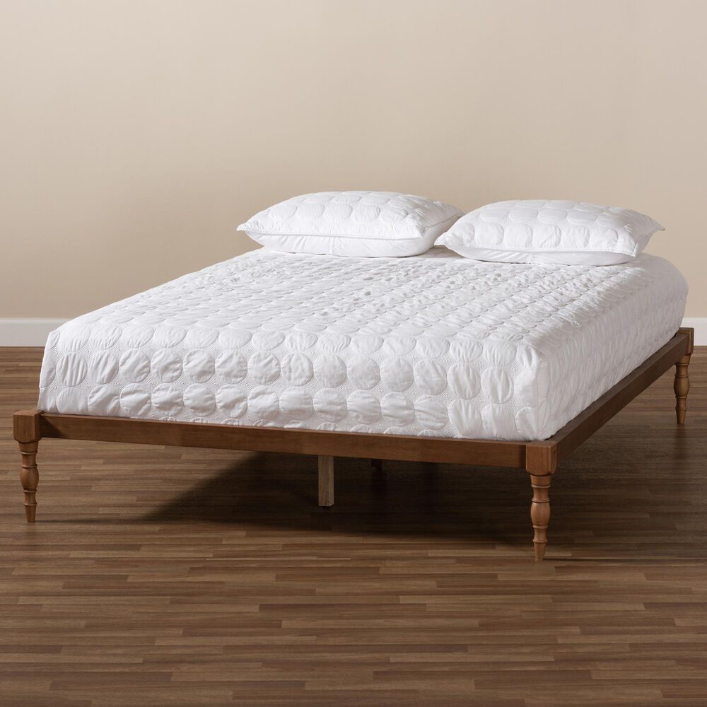 Baxton Studio Iseline Full Platform Bed Frame in Walnut Brown, , large