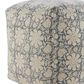 LR Home 20" Square Floral Pouf in Blue and Beige, , large