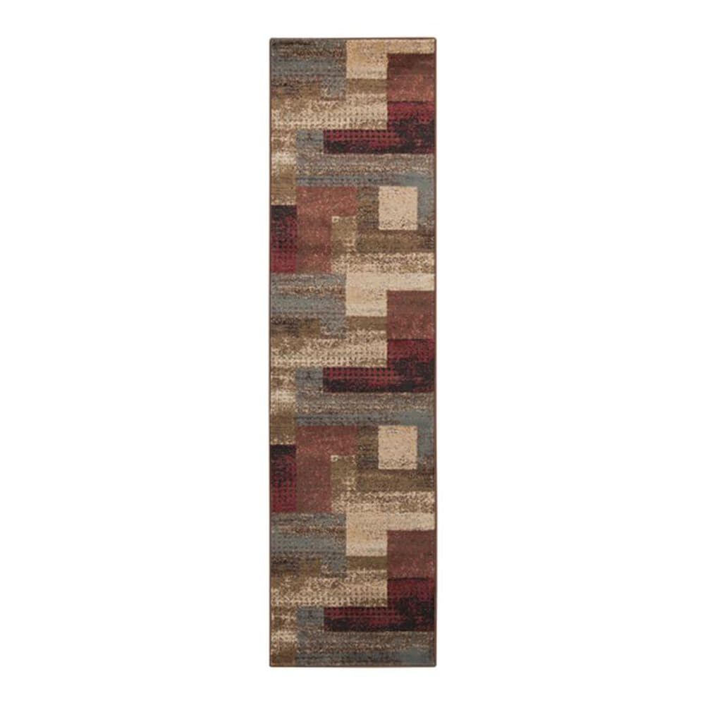 Surya Riley RLY-5004 3" x 8" Red/Brown/Camel Runner, , large