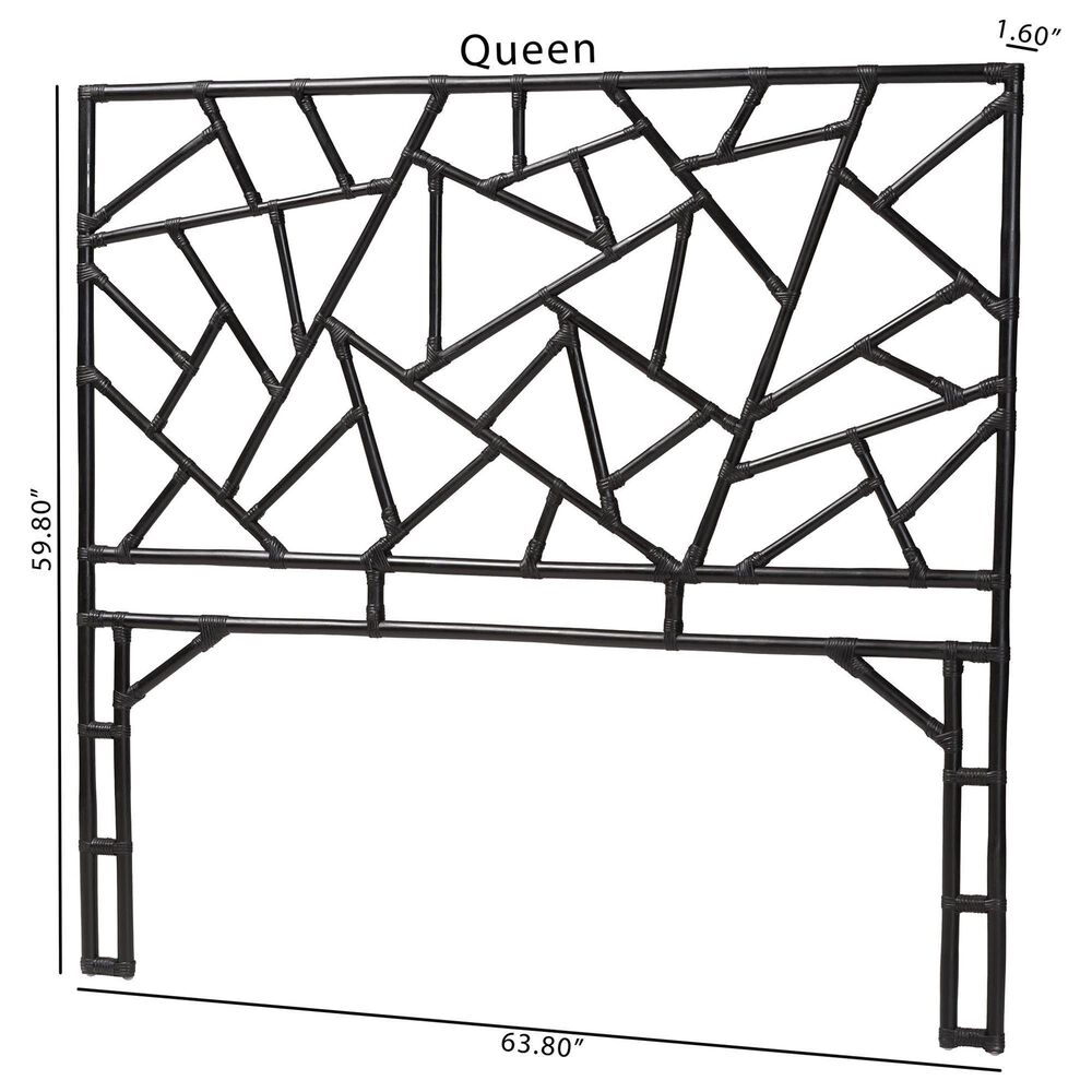 Baxton Studio Frydel Queen Headboard in Black, , large