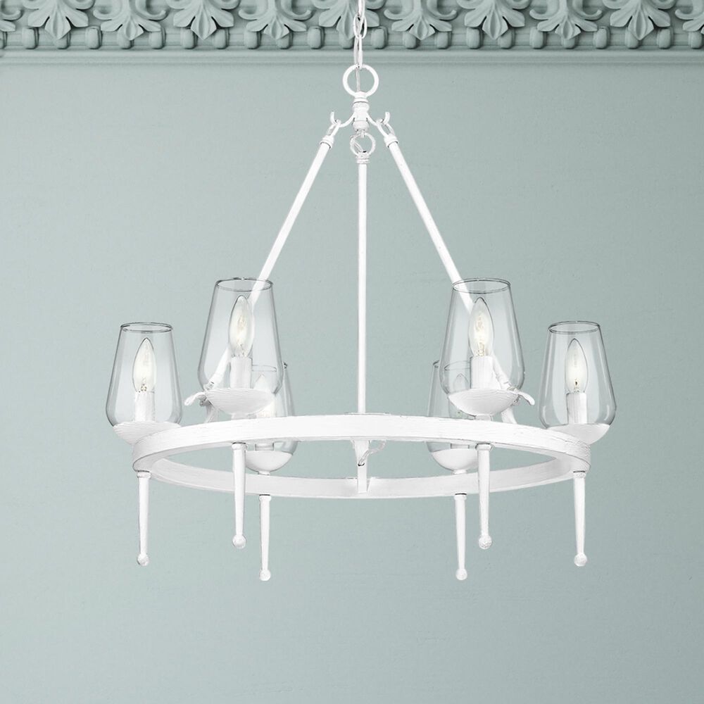 Golden Lighting Regent 6-Light Chandelier in Textured White Plaster, , large