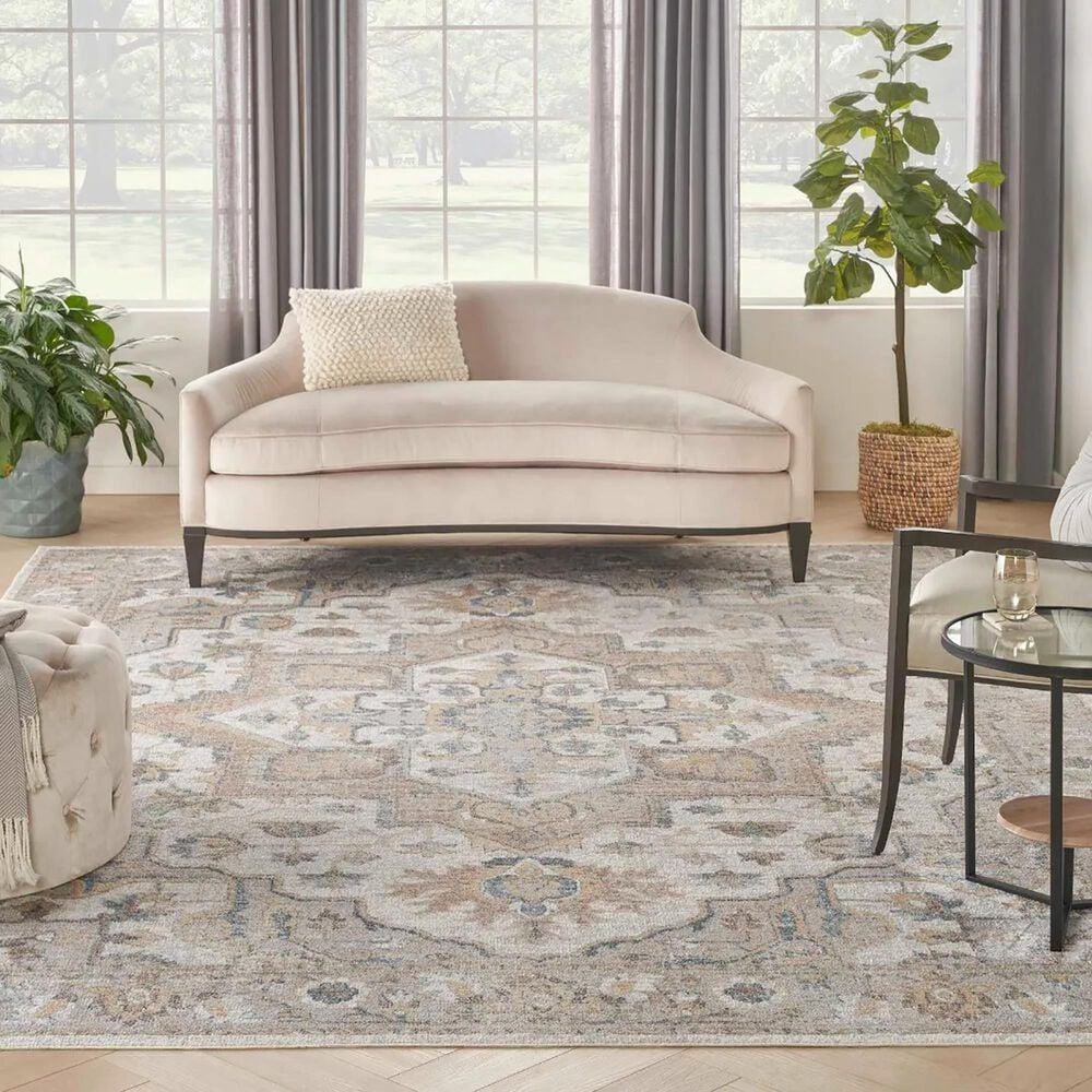 Nourison Astra Machine Washable 7&#39;10&quot; x 10&#39; Silver and Grey Area Rug, , large
