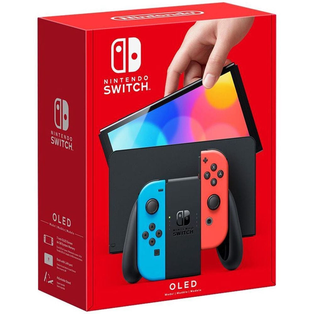Nintendo Switch (OLED) with Neon Red & Blue Joy-Con, , large