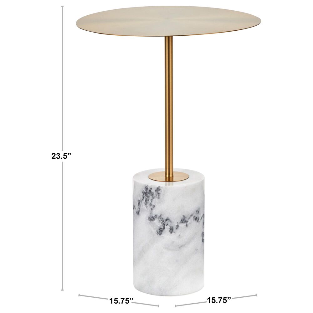 Lumisource Symbol Side Table in White Marble and Gold, , large